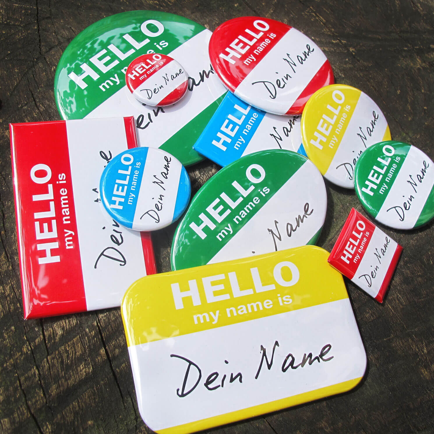 Namensschilder Buttons